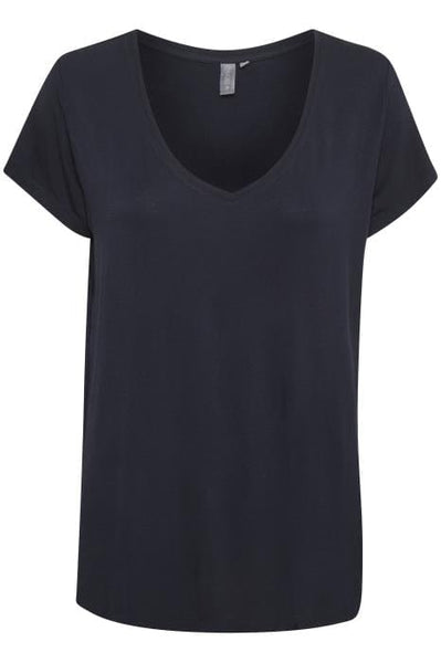 BASIC NAVY SOFT V NECK T SHIRT T-Shirt CREAM S Navy 