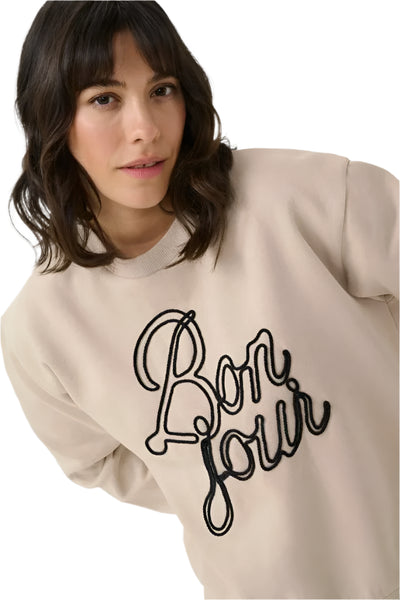 BEIGE BON JOUR CREW NECK SWEATSHIRT Sweater KAFFE 