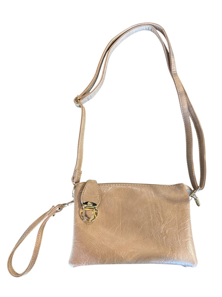 BEIGE CROSSBODY BAG WITH MULTI POCKETS & REMOVABLE ADJUSTABLE STRAP Handbag FashionWear Collection 