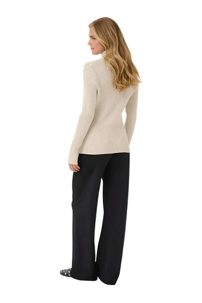 BEIGE LONG SLEEVE FITTED TURTLE NECK Sweater CREAM 
