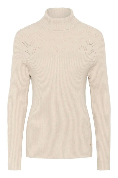 BEIGE LONG SLEEVE FITTED TURTLE NECK Sweater CREAM 