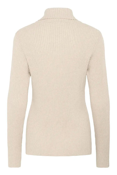 BEIGE LONG SLEEVE FITTED TURTLE NECK Sweater CREAM 
