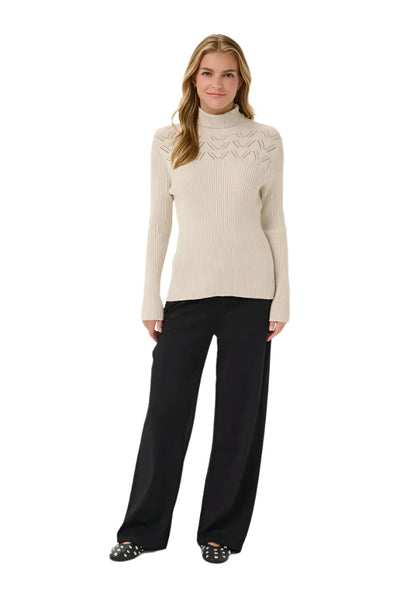 BEIGE LONG SLEEVE FITTED TURTLE NECK Sweater CREAM 