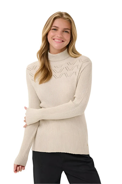 BEIGE LONG SLEEVE FITTED TURTLE NECK Sweater CREAM XS Beige 