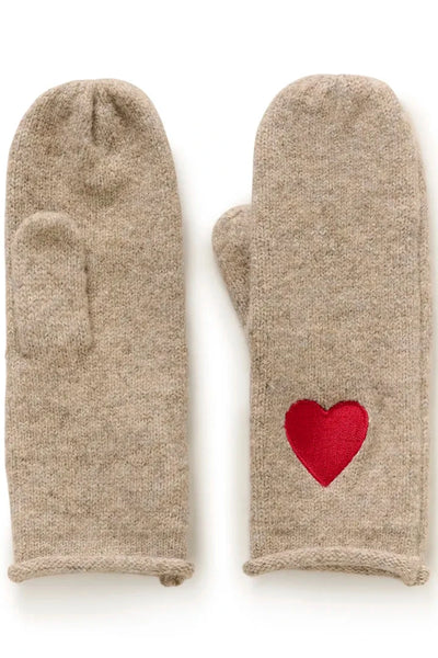 BEIGE MITTENS WITH RED HEART CULTURE Beige 
