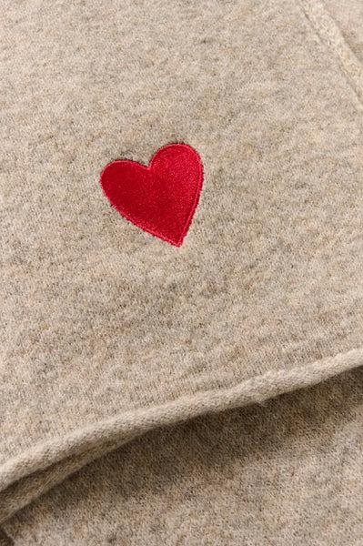 BEIGE SCARF WITH RED HEART CULTURE 
