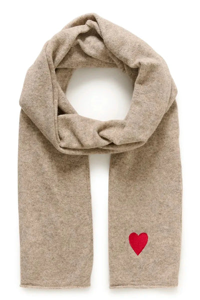 BEIGE SCARF WITH RED HEART CULTURE 