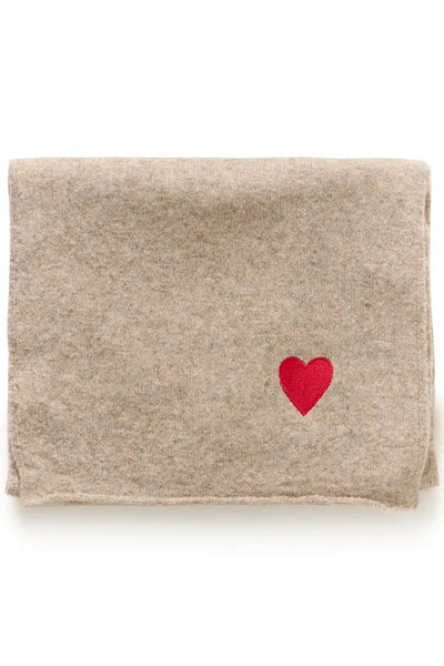 BEIGE SCARF WITH RED HEART CULTURE 