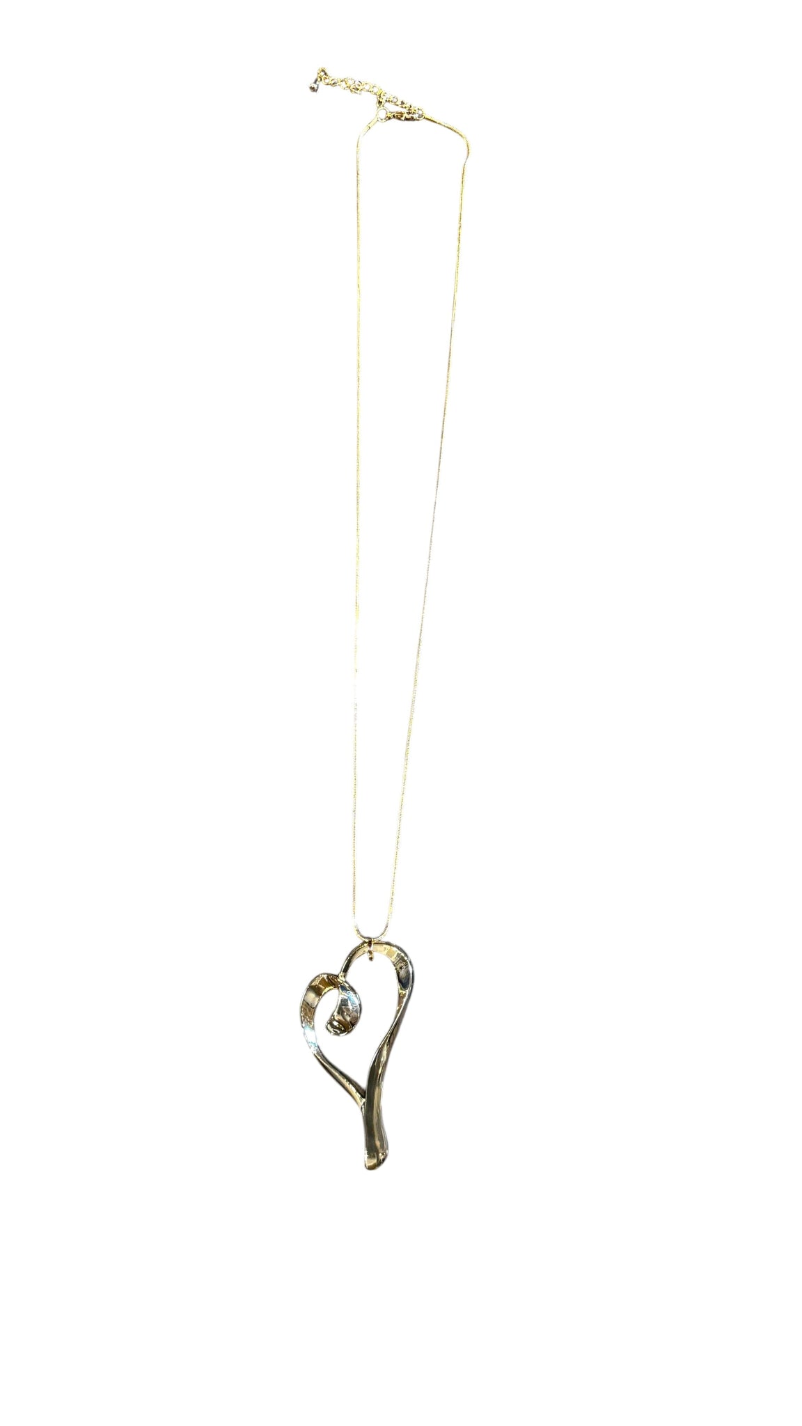BIG GOLD HEART LONG NECKLACE Necklaces FashionWear Collection Gold 