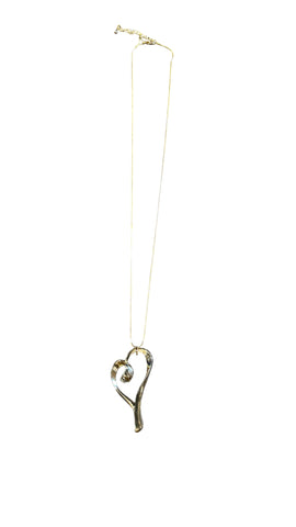 BIG GOLD HEART LONG NECKLACE Necklaces FashionWear Collection Gold 