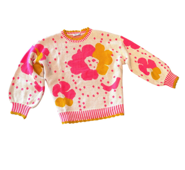 BIG PINK FLOWER ORCHID COMBO SWEATER SWEATER FashionWear Collection 