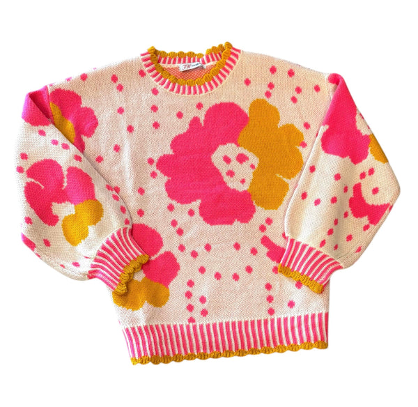 BIG PINK FLOWER ORCHID COMBO SWEATER SWEATER FashionWear Collection 