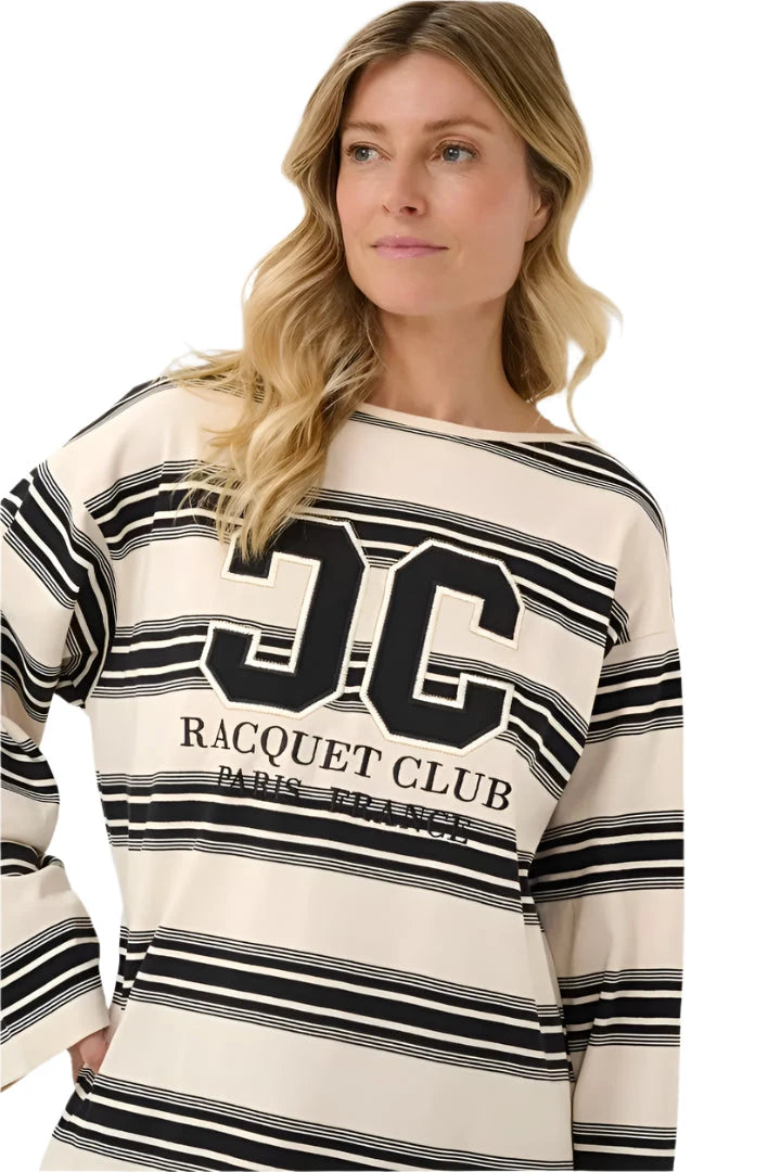 BLACK AND CREAM STRIPE SWEATER Sweater CREAM 