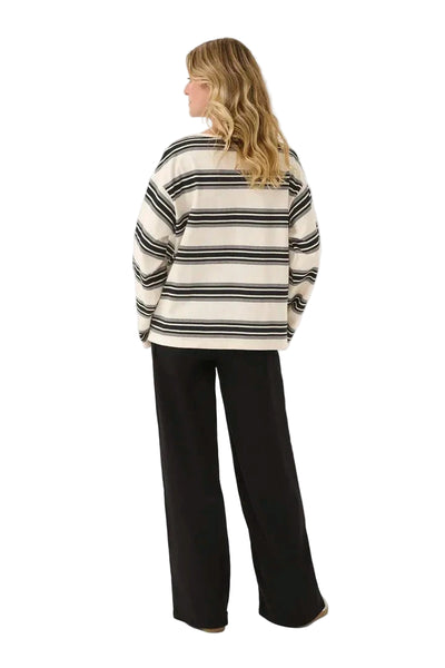 BLACK AND CREAM STRIPE SWEATER Sweater CREAM 