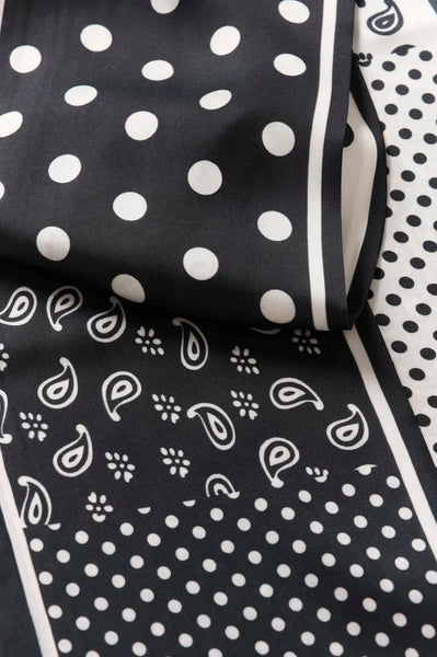 BLACK AND WHITE PAISLEY SATIN SCARF Accessories CREAM 