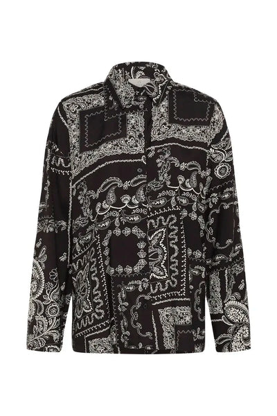 BLACK BANDANA PRINT BUTTON DOWN TOP Blouse Kaffe 
