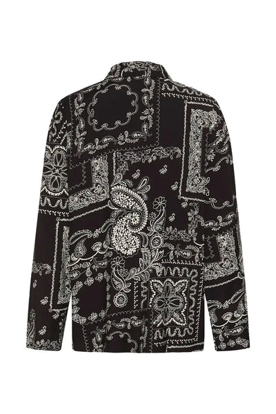 BLACK BANDANA PRINT BUTTON DOWN TOP Blouse Kaffe 
