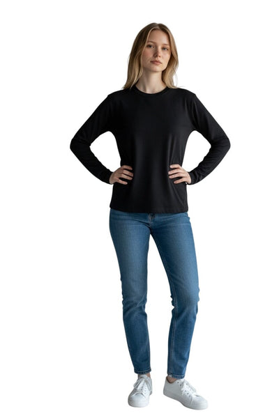 BLACK BASIC CREW NECK TOP Top Bali 