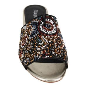 BLACK BEADED SUEDE CHUNKY HEEL SLIP ON SANDAL Sandal Django & Juliette 