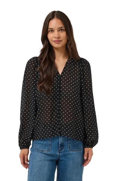 BLACK BLOUSE WITH WHITE POLKA DOTS Blouse Kaffe 