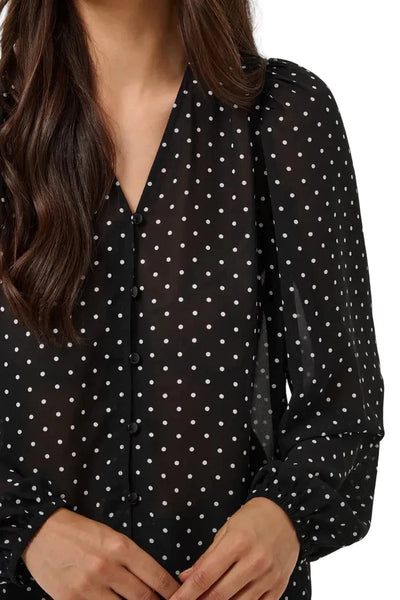 BLACK BLOUSE WITH WHITE POLKA DOTS Blouse Kaffe 