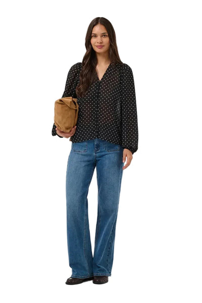 BLACK BLOUSE WITH WHITE POLKA DOTS Blouse Kaffe 