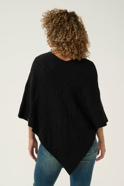 BLACK CABLE SWEATER KNIT PONCHO Poncho CREAM 