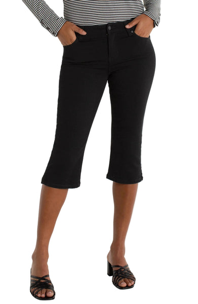 BLACK CAPRI JEANS WITH SLIT BOTTOM Jeans Liverpool 2 Black Rinse 