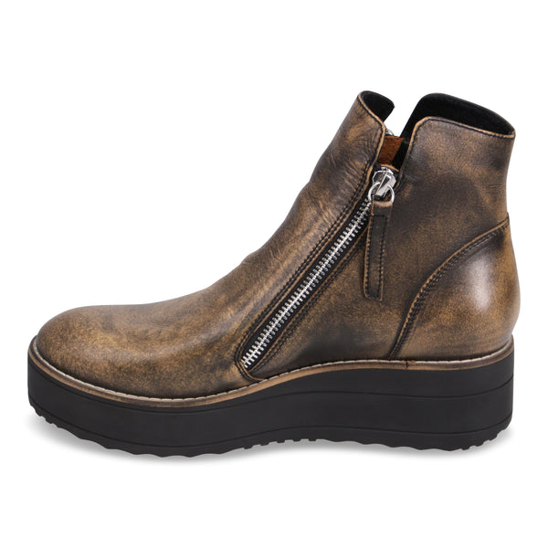 BLACK COGNAC LEATHER ANKLE BOOT WITH SIDE ZIPPERS Shoes Django & Juliette 36 Black Cognac 