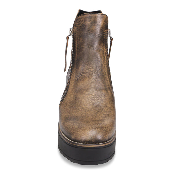 BLACK COGNAC LEATHER ANKLE BOOT WITH SIDE ZIPPERS Shoes Django & Juliette 