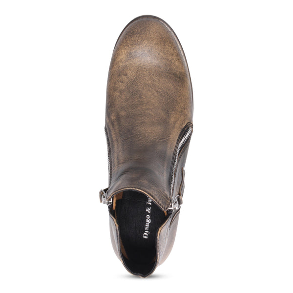 BLACK COGNAC LEATHER ANKLE BOOT WITH SIDE ZIPPERS Shoes Django & Juliette 