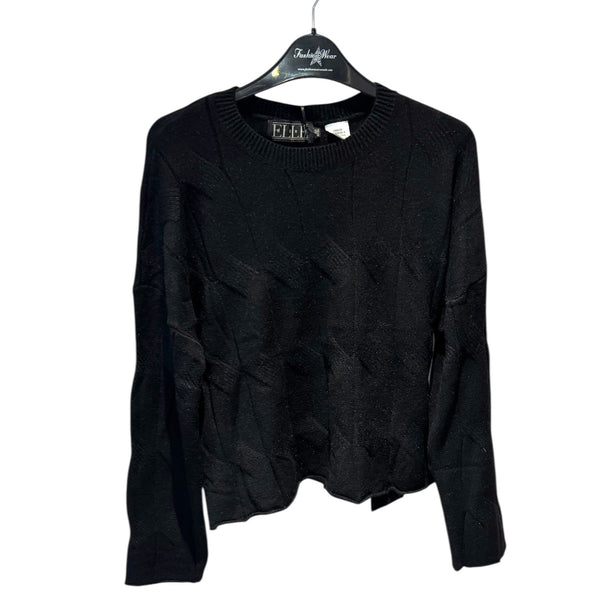 BLACK CROPPED TEXTURED SWEATER Sweater Eternelle 