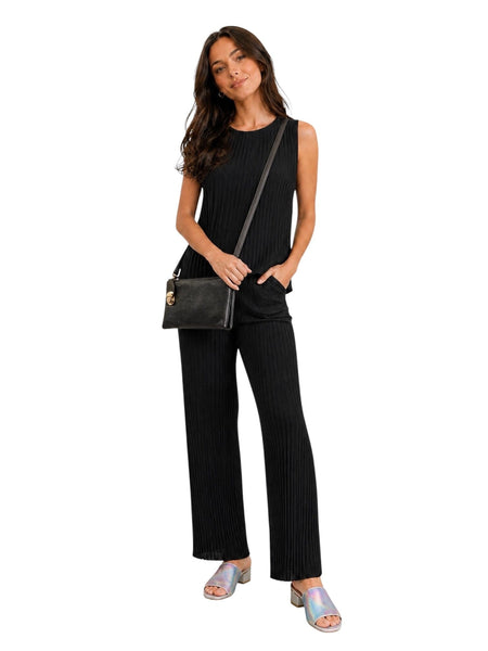 BLACK CROSSBODY BAG WITH MULTI POCKETS & REMOVABLE ADJUSTABLE STRAP Handbag FashionWear Collection 