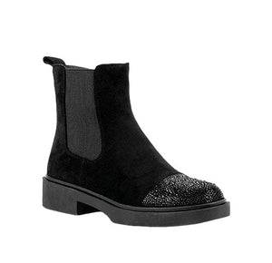 BLACK CRYSTAL EMBELLISHED FRONT TOE BOOT Shoes Little Empress 36 Black 