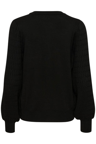 BLACK DETAILED SLEEVE CREW NECK SWEATER Sweater Kaffe 