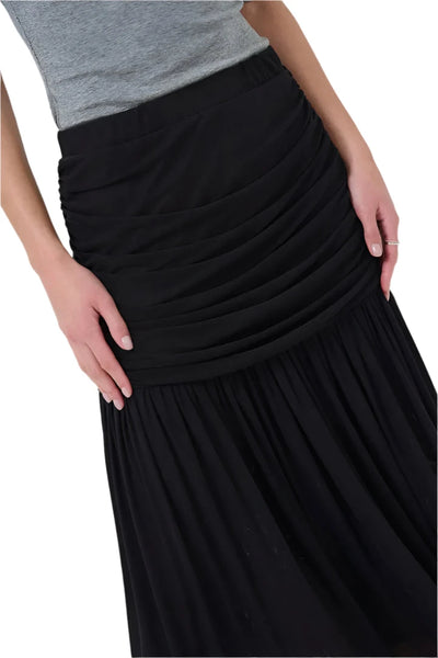 BLACK DRAPED WAIST SKIRT Skirt Kaffe 