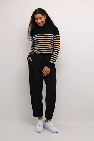 BLACK ELASTIC WAIST TROUSER PANT Pant KAFFE 