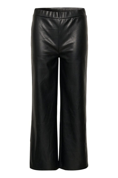 BLACK FAUX LEATHER WIDE LEG PULL ON PANT Pants CREAM 