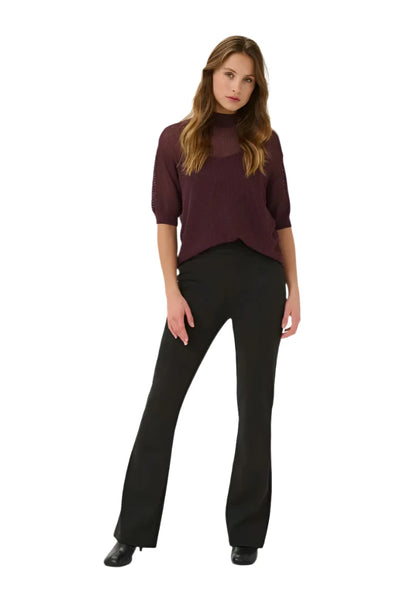 BLACK FLARED ELASTIC WAIST PANT Pant Kaffe 