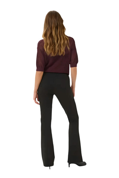 BLACK FLARED ELASTIC WAIST PANT Pant Kaffe 