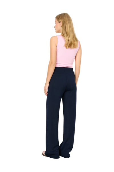 BLACK FLARED ELASTIC WAIST PANT WITH SIDE POCKETS Pants SOYACONCEPT 