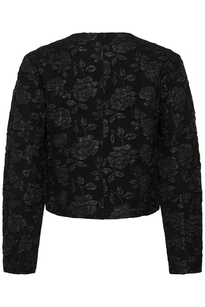 BLACK FLORAL TONE ON TONE CROP JACQUERED JACKET Jacket CREAM 