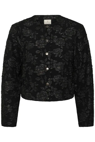 BLACK FLORAL TONE ON TONE CROP JACQUERED JACKET Jacket CREAM 