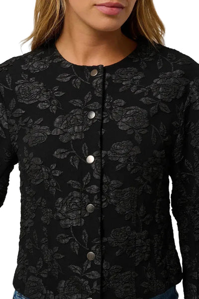 BLACK FLORAL TONE ON TONE CROP JACQUERED JACKET Jacket CREAM 