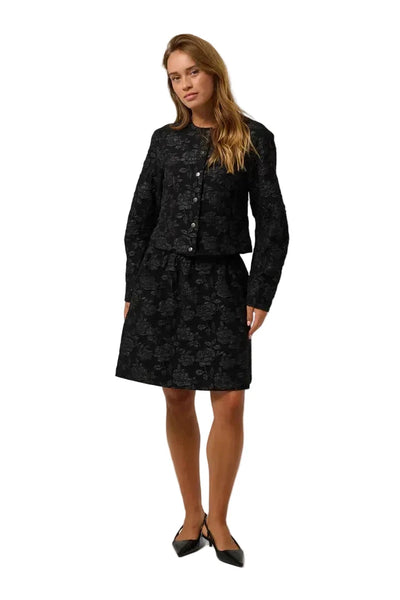 BLACK FLORAL TONE ON TONE CROP JACQUERED JACKET Jacket CREAM 