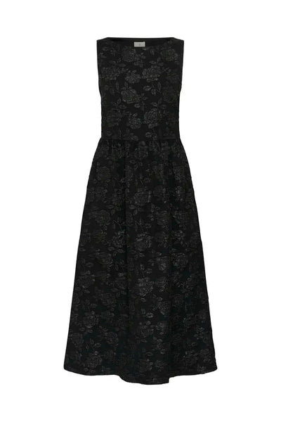 BLACK FLORAL TONE ON TONE JACQUERED DRESS Dress Kaffe 