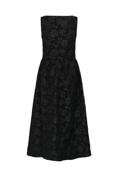 BLACK FLORAL TONE ON TONE JACQUERED DRESS Dress Kaffe 