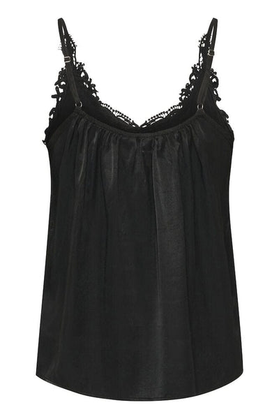 BLACK FLOWY TANK WITH LACE NECKLINE AND ADJUSTABLE STRAPS Camisole CREAM 