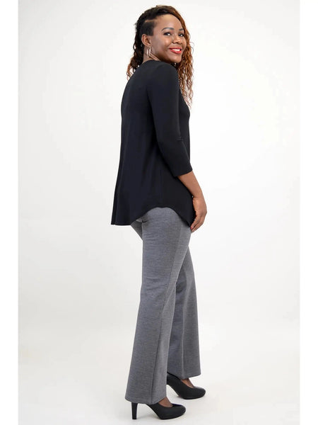 BLACK FLOWY VNECK BAMBO0 TUNIC TOP Top Blue Sky 