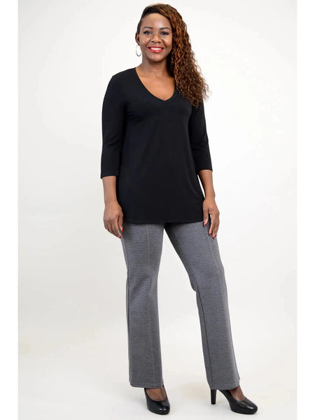 BLACK FLOWY VNECK BAMBO0 TUNIC TOP Top Blue Sky 